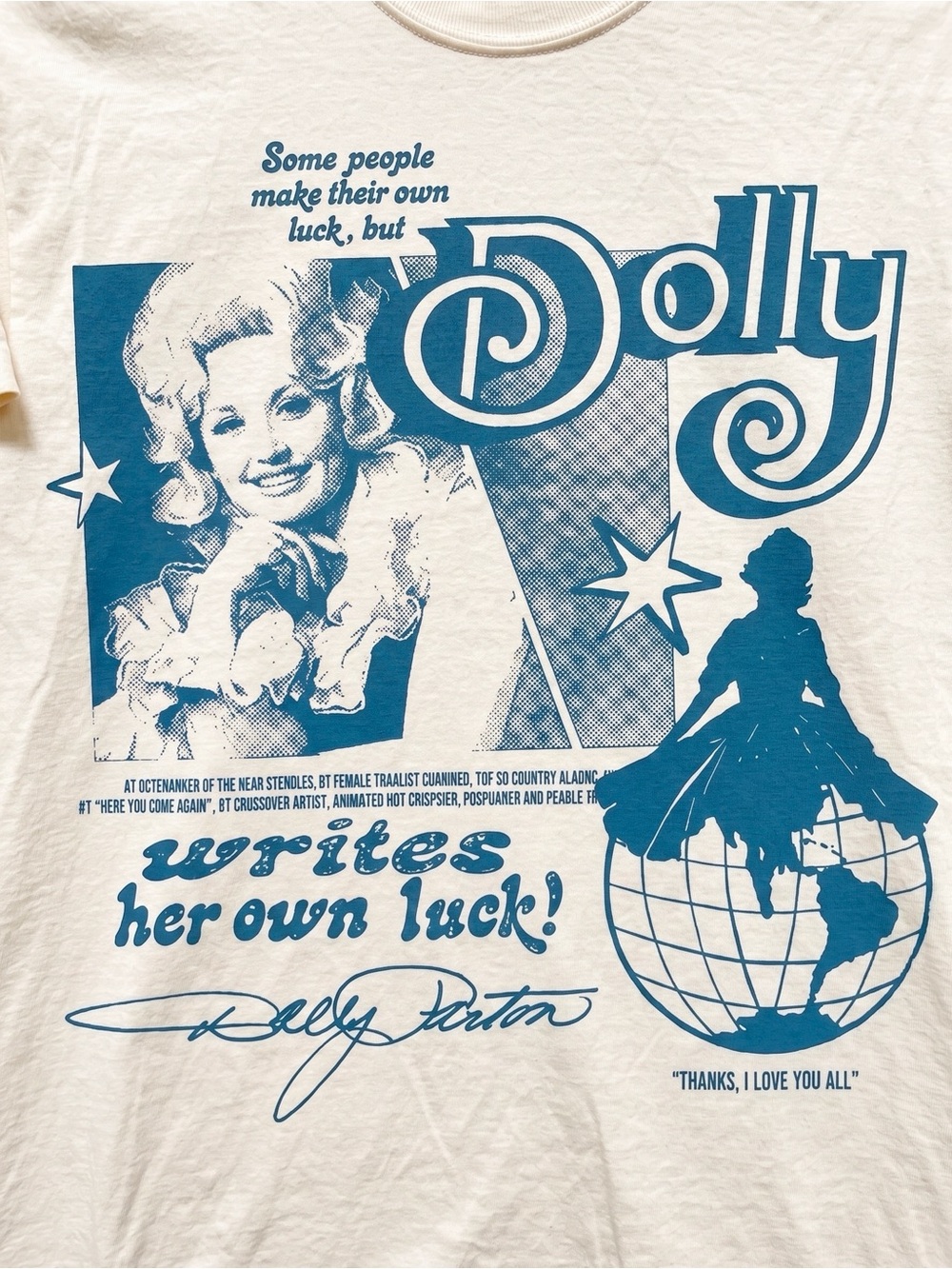 In Memory of Dolly Parton Writes Her Own Lucky Cream T-Shirt - Picture 2 of 3